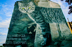 Мурал с изображением одесского кота с Дерибасовской уже готов (ФОТО)