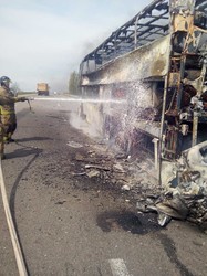 На трассе Одесса - Киев сгорел пассажирский автобус