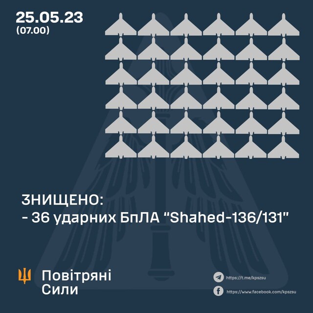 В ніч на 25 травня ворог завдав повітряний удар по Україні