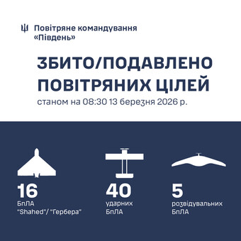 За минулу ніч над півднем України знищено 16 "шахедів"
