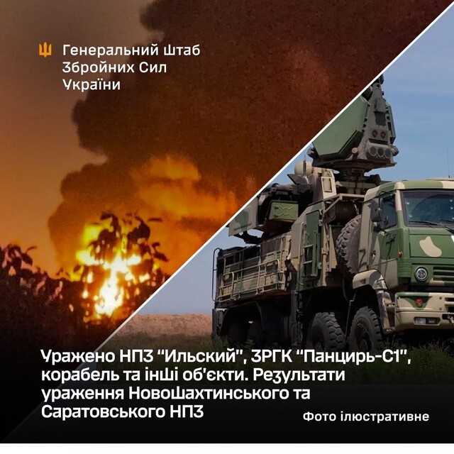 У російських окупантів уражено комплекси ППО, військовий корабель і нафтопереробний завод